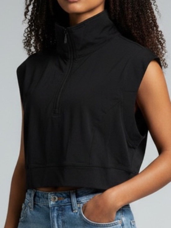 HALARA Tops - NWT Halara boxy mock neck quarter zip top black